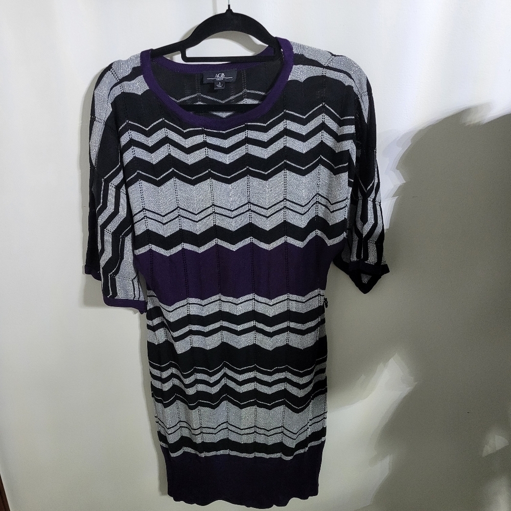 AGB "Sweater" Dress Black Purple Silver, Size S